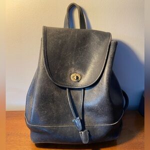 Vintage Black Leather Backpack Coach Brand
